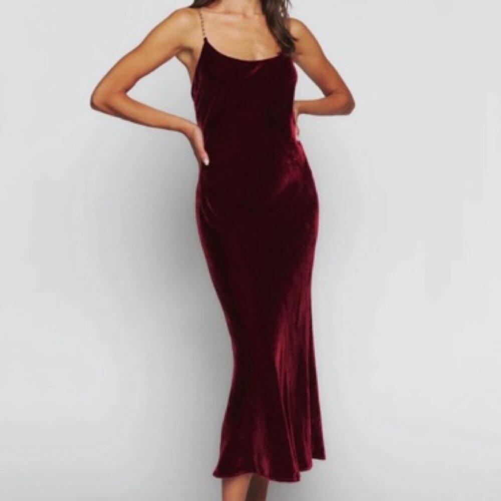 Reformation Ady Velvet Dress Purple - Size XL